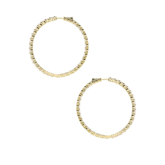 The M Jewelers Large Pave 925 Hoops in gold - Picture 4 of 11